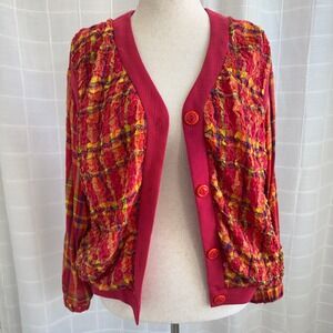 Vintage Sunny Sport Multicolor Pink Button Cardigan See Measurements